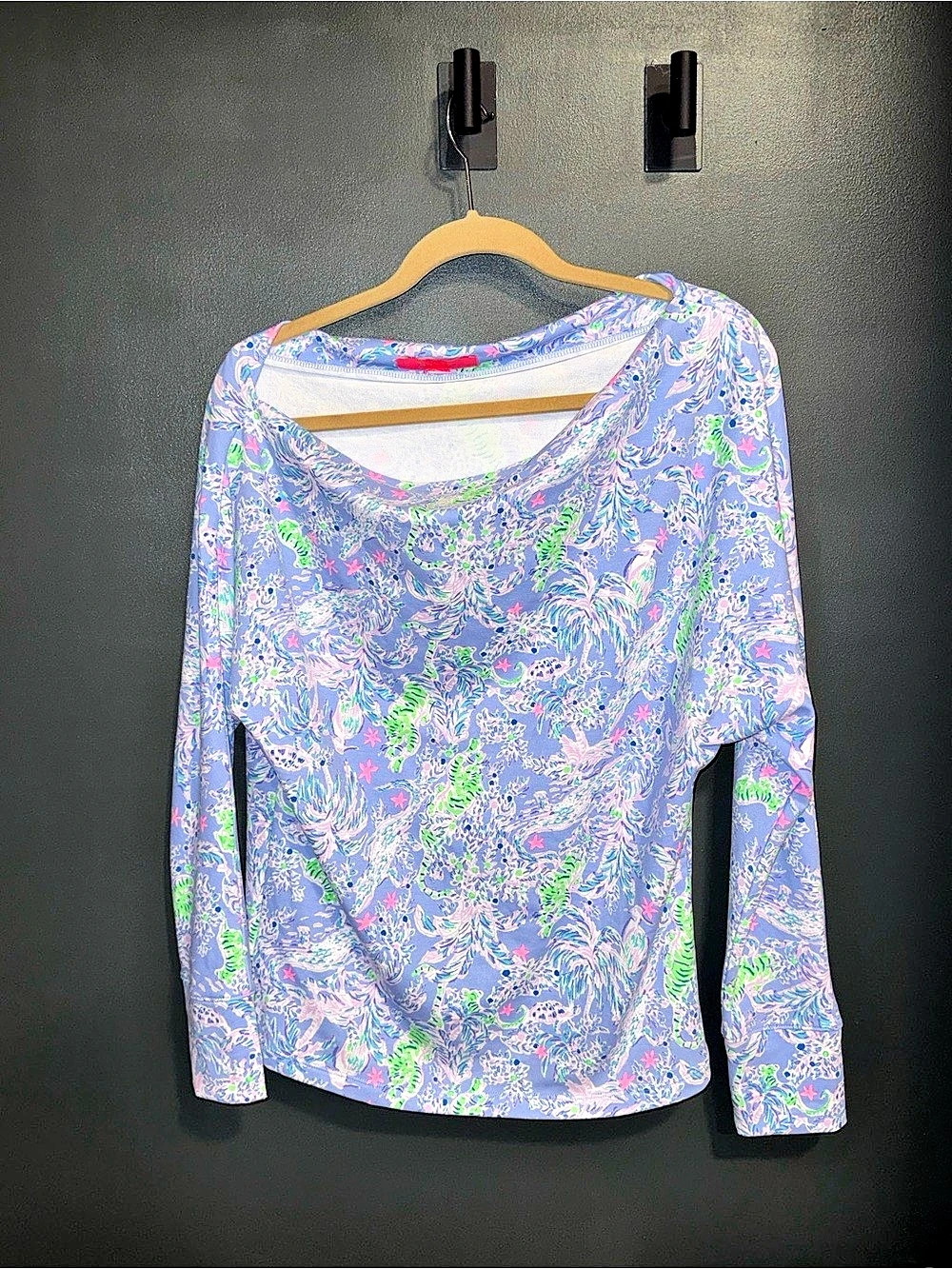 Lilly Pulitzer Long Sleeve SHEERA TOP BLUE PERI Sz M